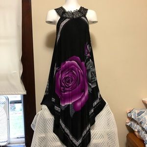 Silk Graphic Floral Handkerchief Dress